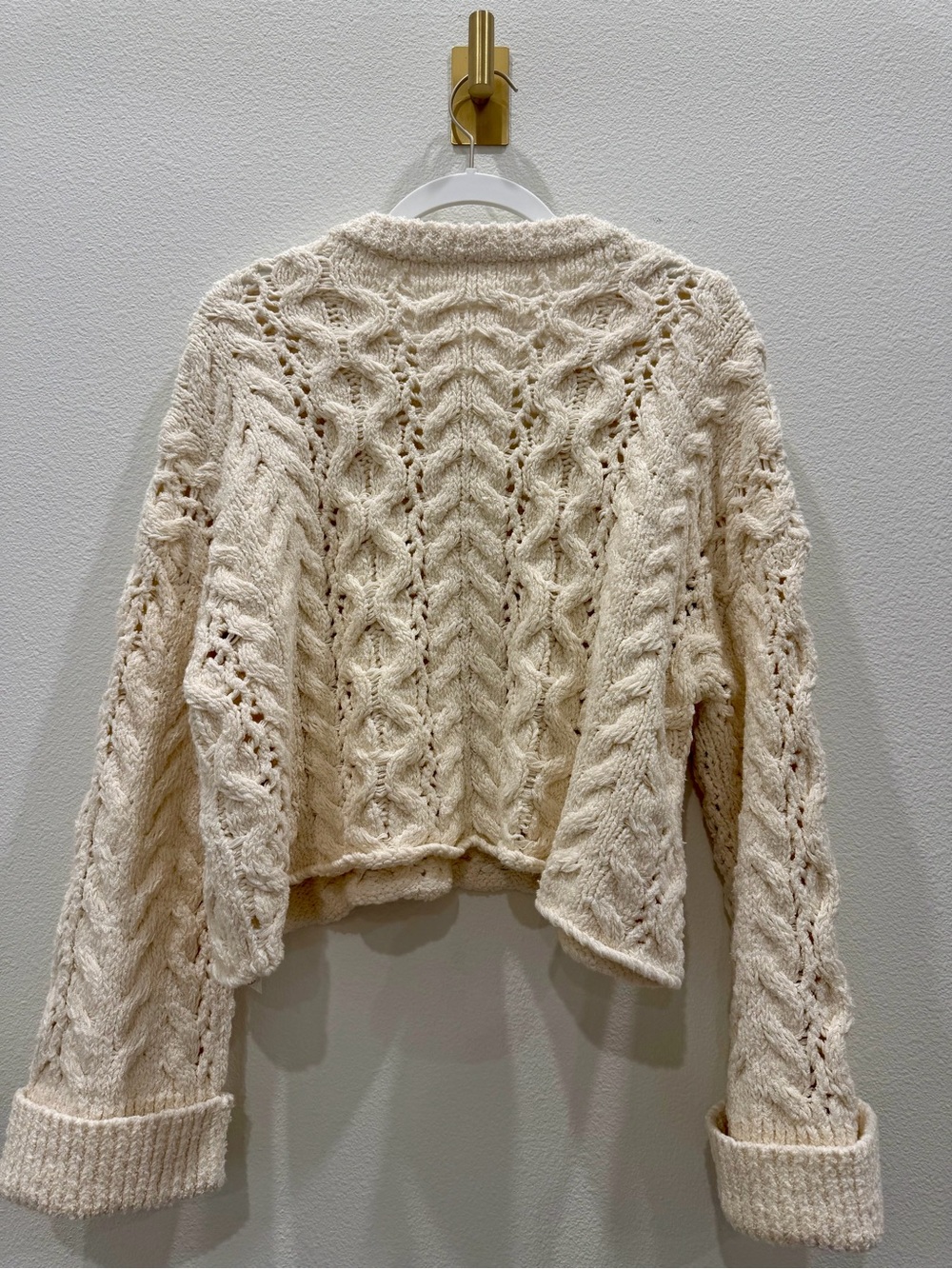 Free People Cream Cable Knit Henley Sweater - Picture 2 of 4